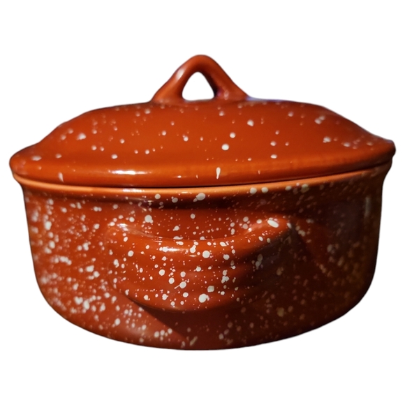 VTG LTD Commodities Stoneware Red Speckled Casserole Dutch Oven Dish Bowl/Lidded - Picture 3 of 9